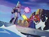 Megatron battling Optimus Prime
      with a energon mace