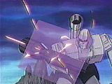 Blocking a shot from 
      Starscream with a force shield