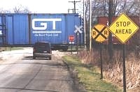 Waiting for Train to Pass at Durand