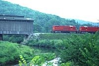 Train Entering Covered Bridge